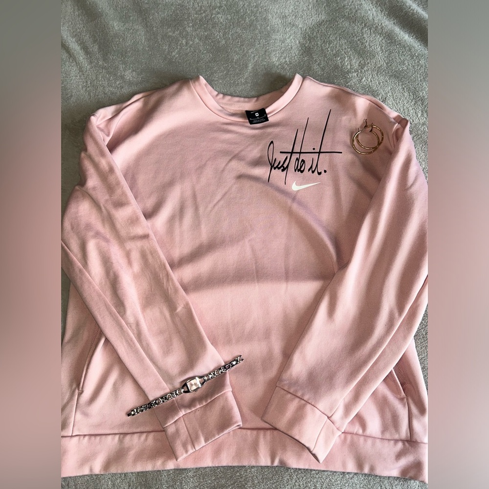 Nike Light Pink Crewneck with Signature Print